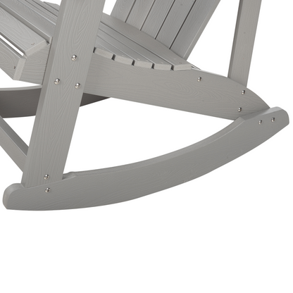 Garden Rocking Chair Light Grey Faux Wood Slatted Outdoor