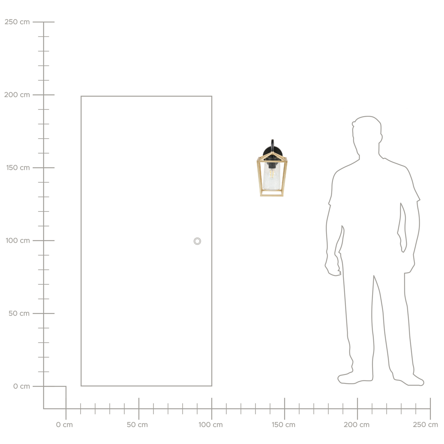 Outdoor Wall Light Gold Sconce Matte Iron Glass