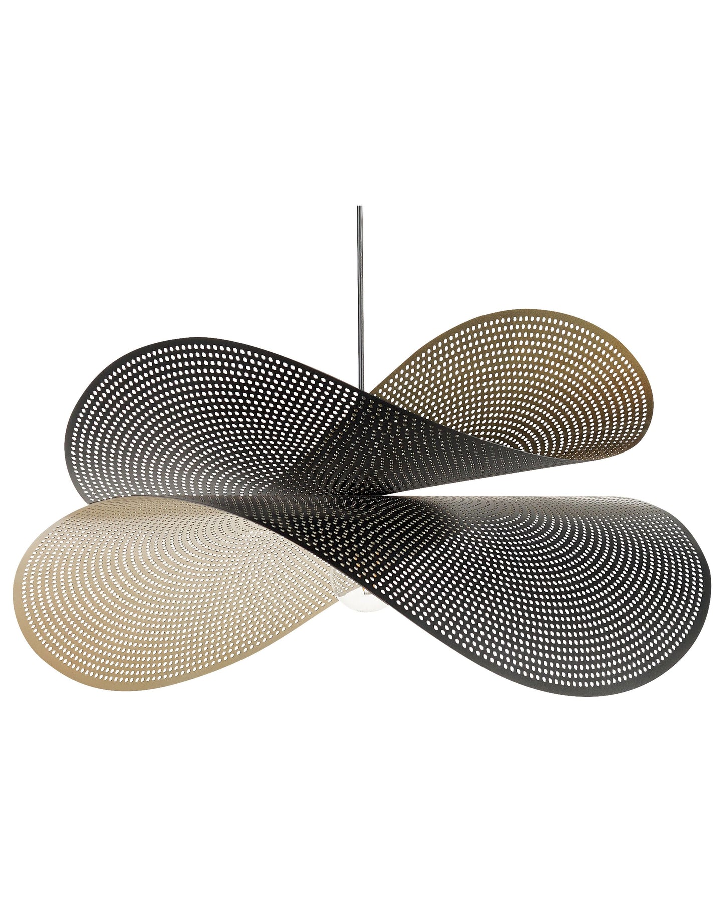 Lighting Pendant Lamp Black And Gold Perforated Curved Shade