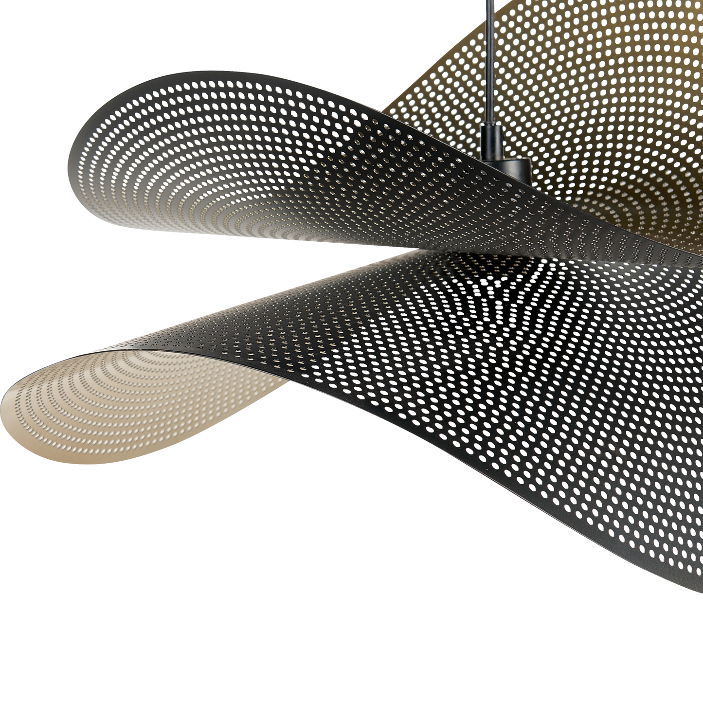 Lighting Pendant Lamp Black And Gold Perforated Curved Shade