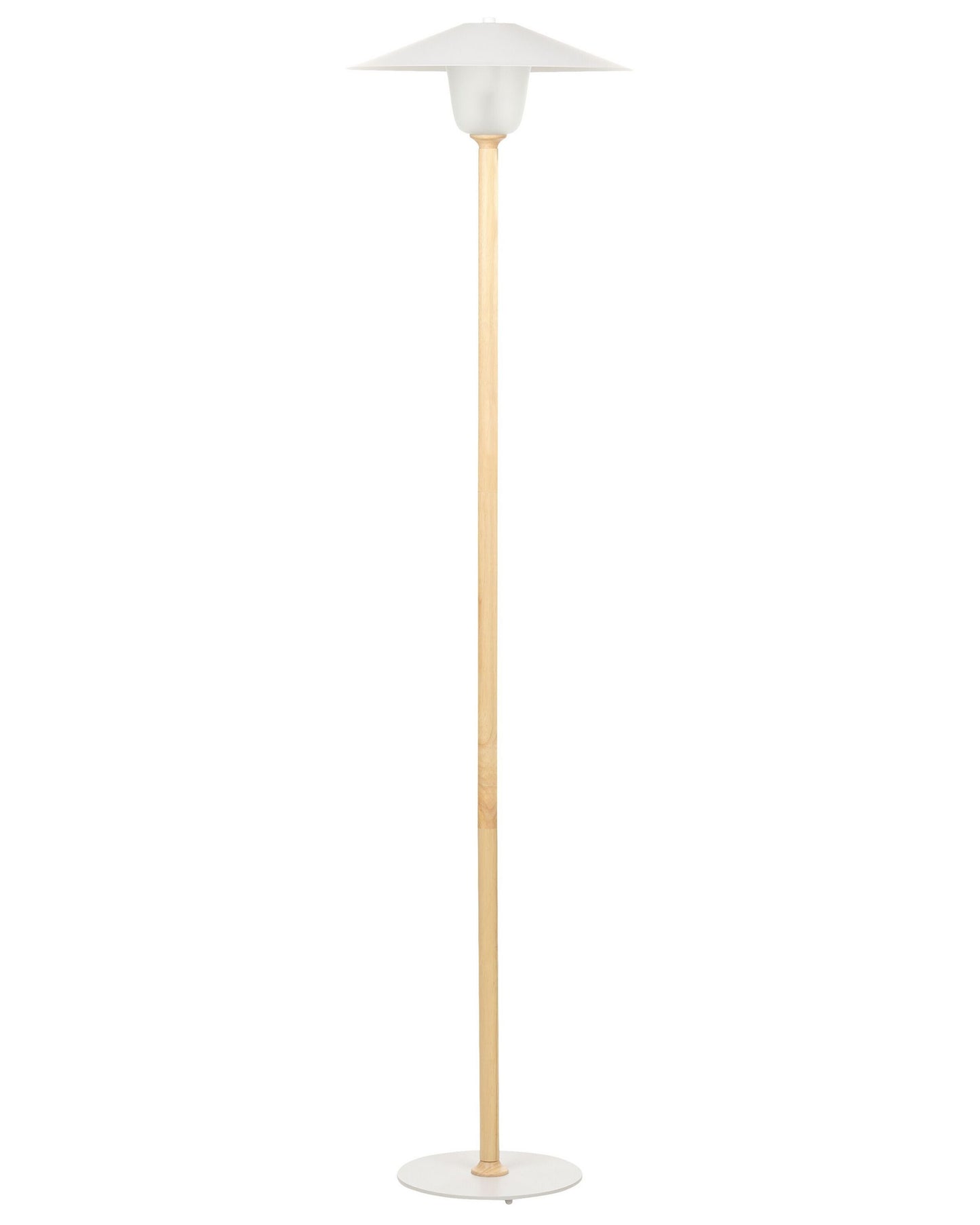 Floor Lamp White Shade Oak Wood Frame Minimalist