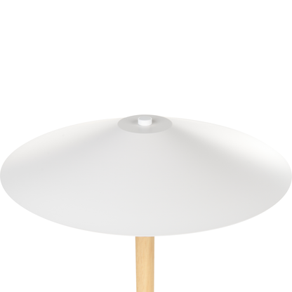 Floor Lamp White Shade Oak Wood Frame Minimalist