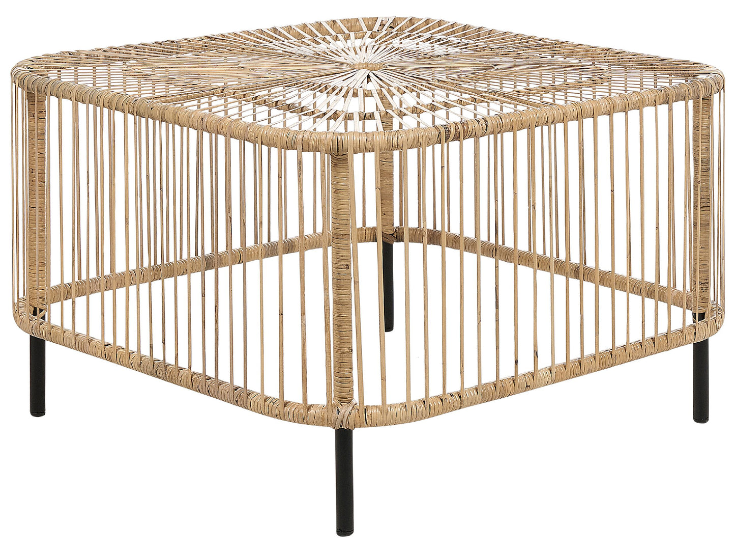 Outdoor Coffee Table 67 x 67cm Natural Rattan Powder Coated UV Weather Resistant Handmade Boho Style