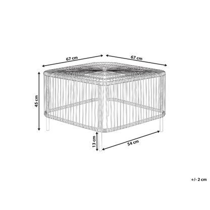 Outdoor Coffee Table 67 x 67cm Natural Rattan Powder Coated UV Weather Resistant Handmade Boho Style