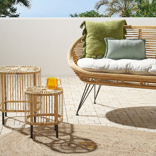 Set of 2 Rattan Garden Coffee Tables UV Resistant