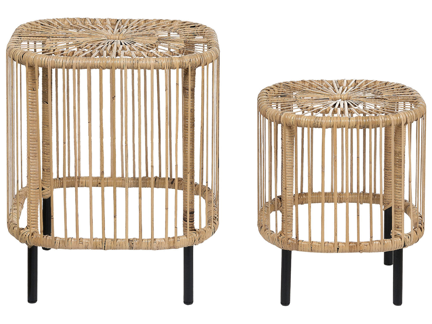 Set of 2 Rattan Garden Coffee Tables UV Resistant