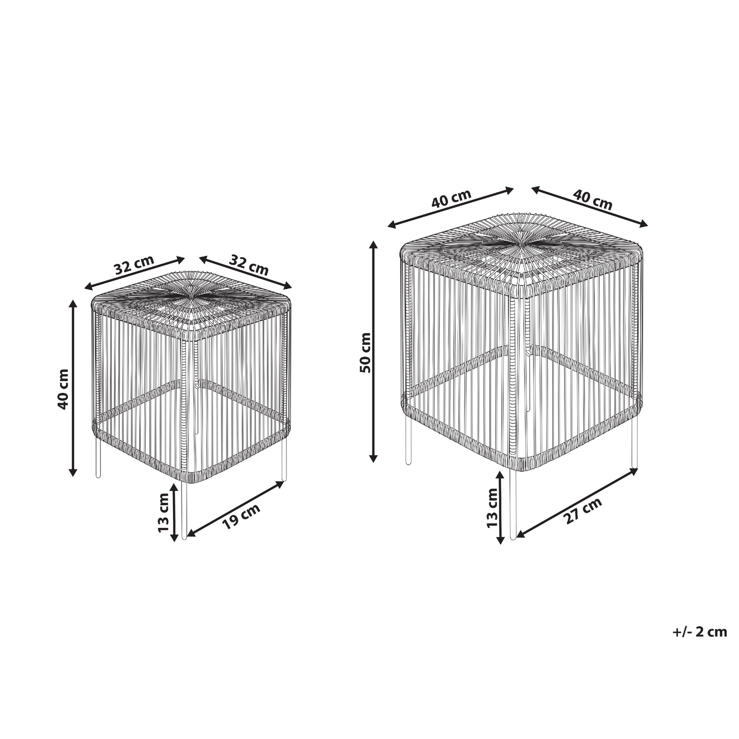 Set of 2 Rattan Garden Coffee Tables UV Resistant