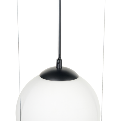 Pendant Lamp Black Glass Shade Half Round Accent