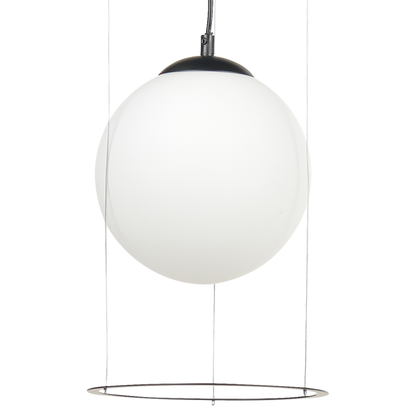 Pendant Lamp Black Glass Shade Half Round Accent