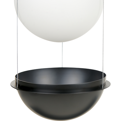 Pendant Lamp Black Glass Shade Half Round Accent