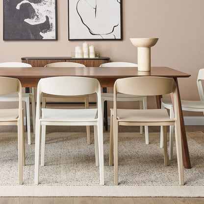 Set of 2 White Stackable Armless Plastic Conference Chairs for Dining Room Contemporary Modern Design Seating