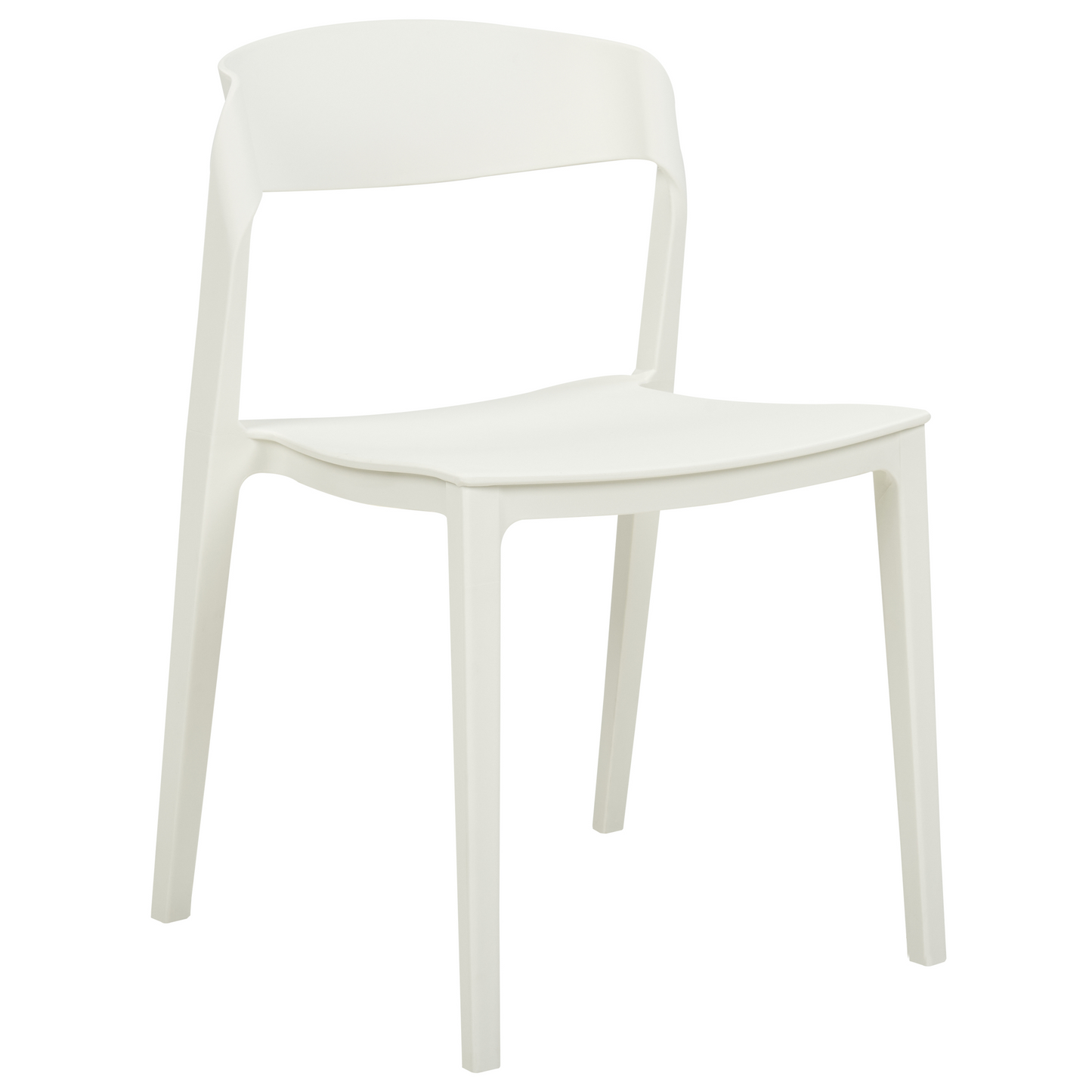 Set of 2 White Stackable Armless Plastic Conference Chairs for Dining Room Contemporary Modern Design Seating