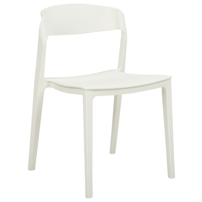 Set of 2 White Stackable Armless Plastic Conference Chairs for Dining Room Contemporary Modern Design Seating