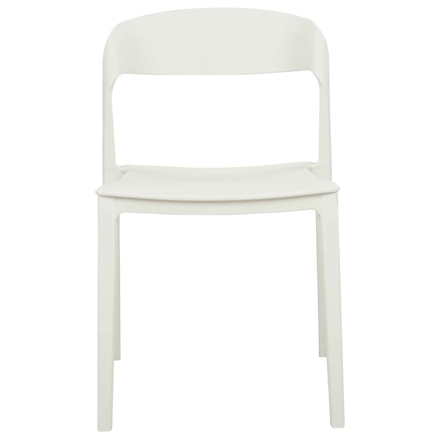Set of 2 White Stackable Armless Plastic Conference Chairs for Dining Room Contemporary Modern Design Seating