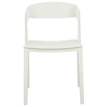 Set of 2 White Stackable Armless Plastic Conference Chairs for Dining Room Contemporary Modern Design Seating