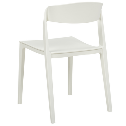 Set of 2 White Stackable Armless Plastic Conference Chairs for Dining Room Contemporary Modern Design Seating