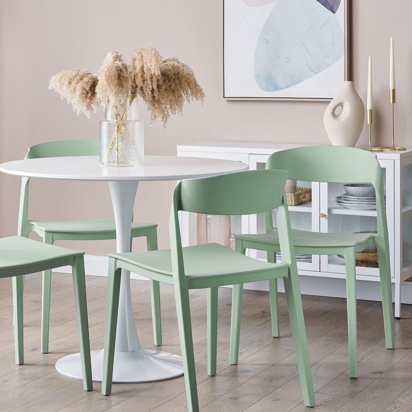 Mint Green Stackable Armless Dining Chairs Set of 2