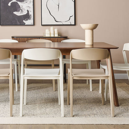 Beige Stackable Armless Dining Chairs Set Of 2 Contemporary Modern