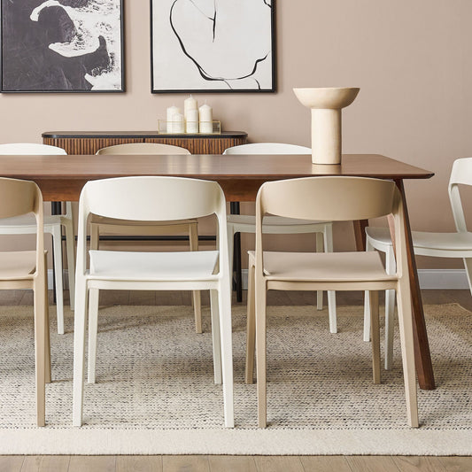 Beige Stackable Armless Dining Chairs Set Of 2 Contemporary Modern