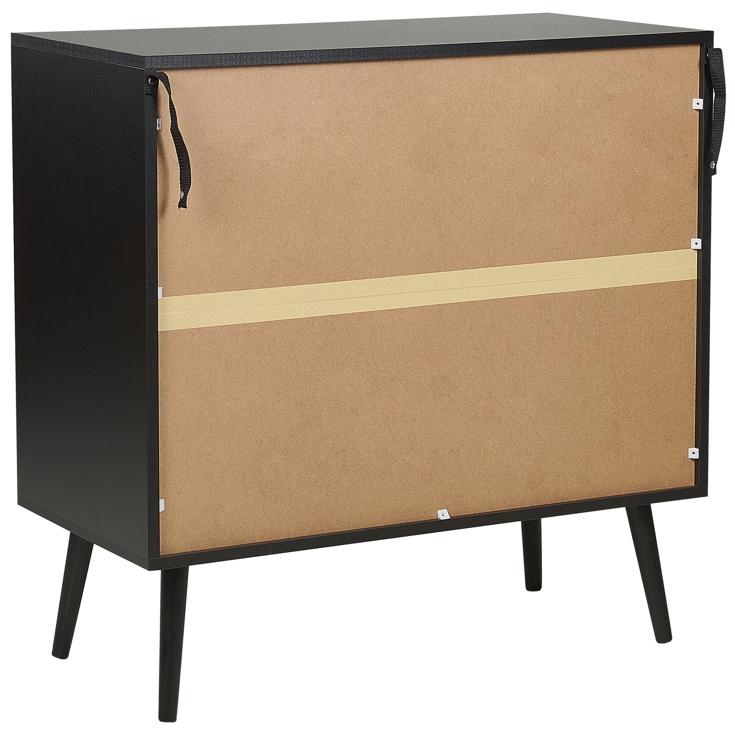 Rattan 3 Drawer Chest Black With Rubberwood Legs