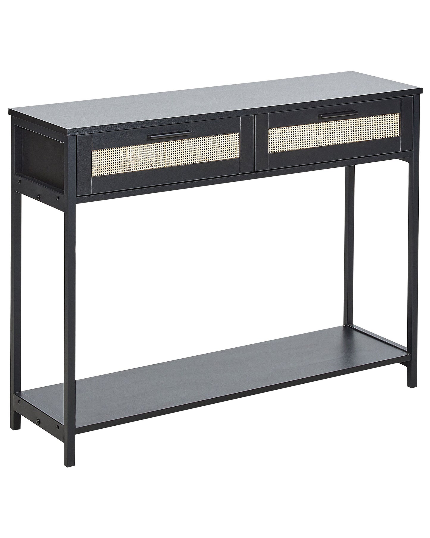Boho Design Console Table Black Rubberwood 100 x 30 Two Drawers