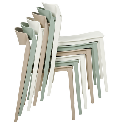 Beige Stackable Armless Dining Chairs Set Of 2 Contemporary Modern