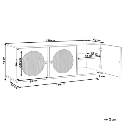 White 3 Door Sideboard With Rattan Front Handles