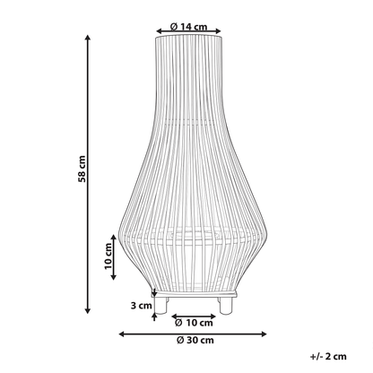 Candle Lantern Black Bamboo Wood 38cm With Glass Floor Insert Boho Indoor