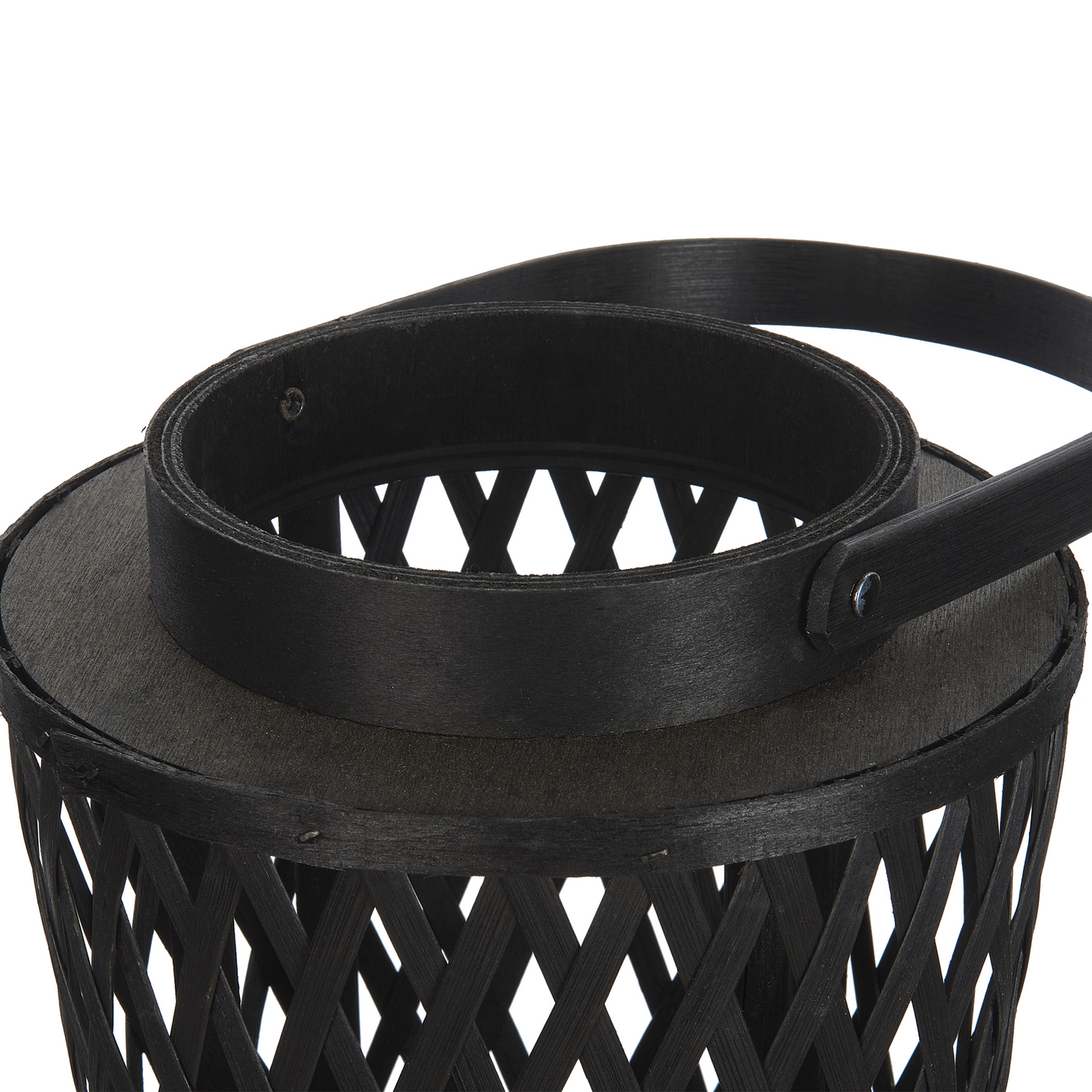 Boho Bamboo Candle Lantern Black 38cm With Glass Candle Holder For Indoor Ambience