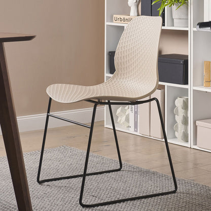 Beige Stackable Conference Chairs Set Of 4 Armless Leg Caps
