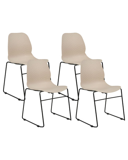 Beige Stackable Conference Chairs Set Of 4 Armless Leg Caps
