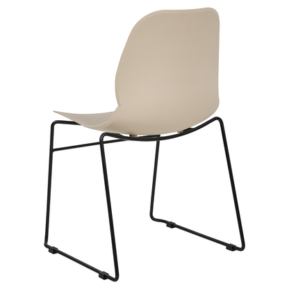 Beige Stackable Conference Chairs Set Of 4 Armless Leg Caps