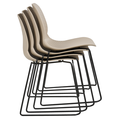 Beige Stackable Conference Chairs Set Of 4 Armless Leg Caps
