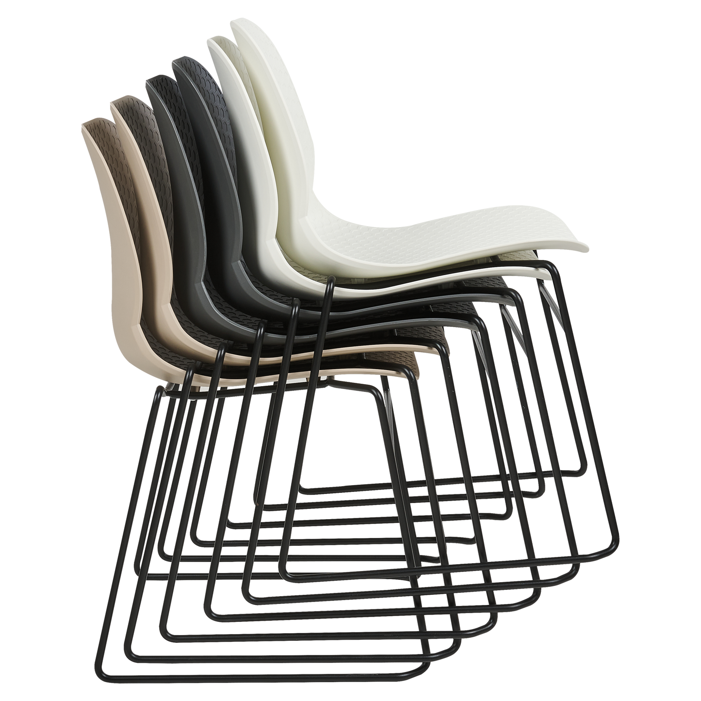 Beige Stackable Conference Chairs Set Of 4 Armless Leg Caps