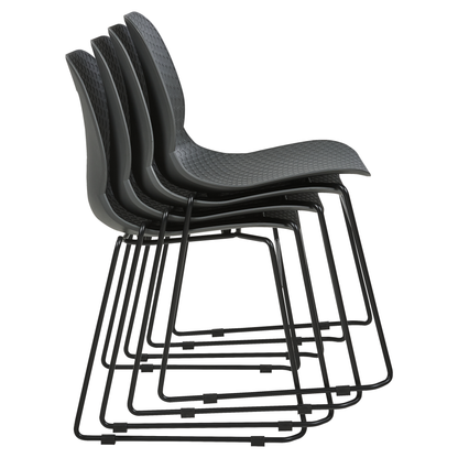 Grey Stackable Conference Chairs Armless 4 Pack