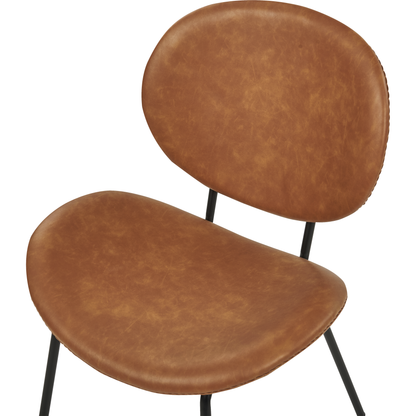 Dining Chairs Set Golden Brown Faux PU Leather Armless