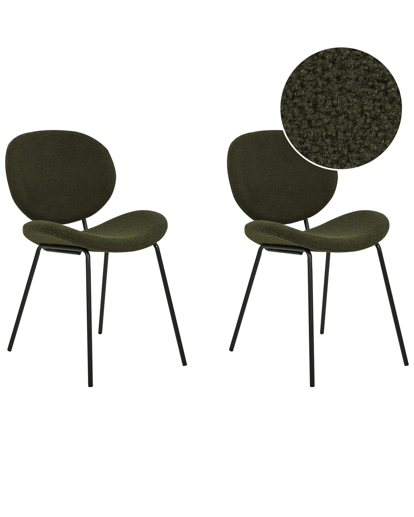 Dining Chairs Dark Green Boucle With Iron Legs Set Of 2