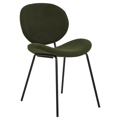 Dining Chairs Dark Green Boucle With Iron Legs Set Of 2