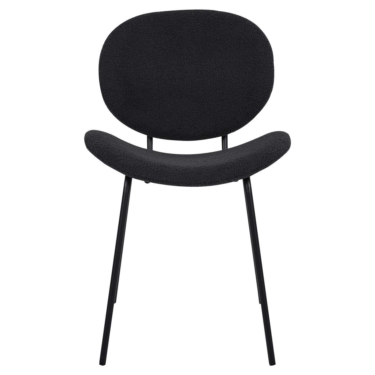 Set of 2 Black Boucl? Armless Dining Chairs With Iron Legs For Modern Dining Rooms