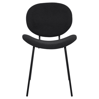 Set of 2 Black Boucl? Armless Dining Chairs With Iron Legs For Modern Dining Rooms