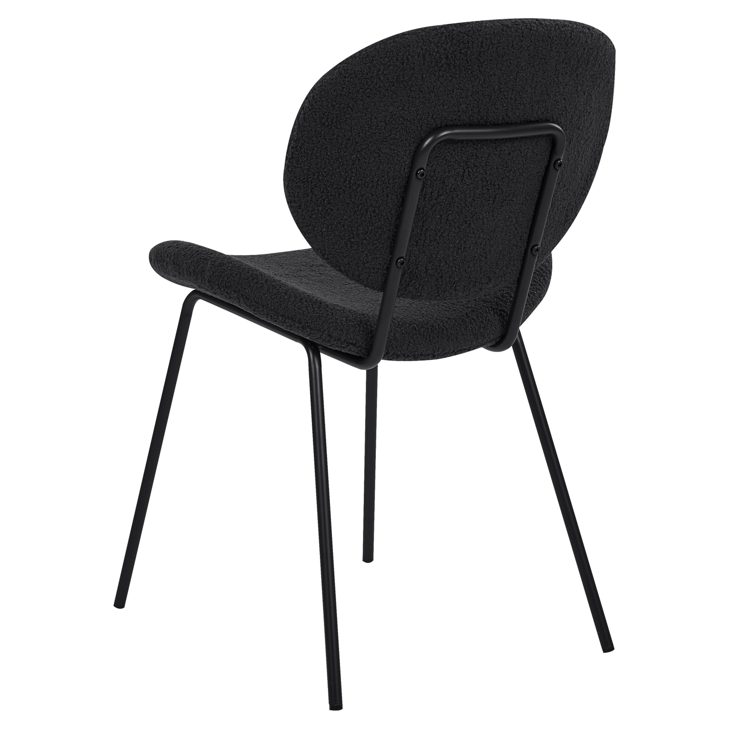 Set of 2 Black Boucl? Armless Dining Chairs With Iron Legs For Modern Dining Rooms