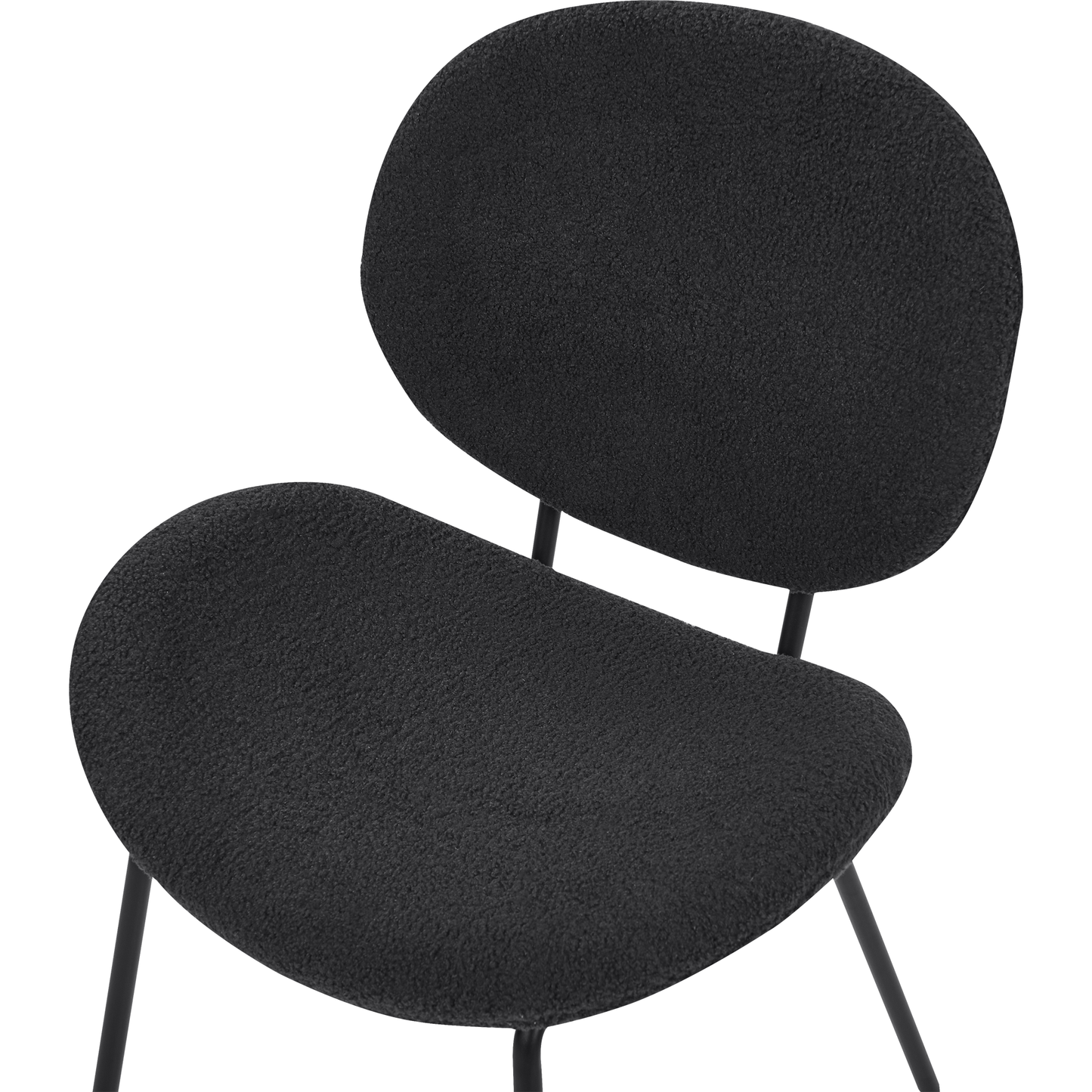 Set of 2 Black Boucl? Armless Dining Chairs With Iron Legs For Modern Dining Rooms