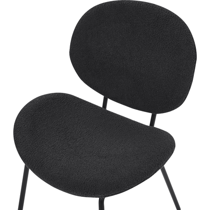 Set of 2 Black Boucl? Armless Dining Chairs With Iron Legs For Modern Dining Rooms