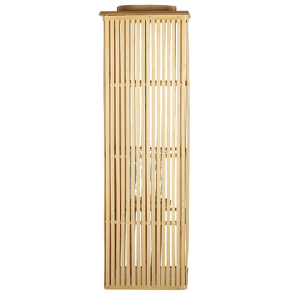 Candle Lantern 88cm Natural Bamboo Wood With Glass Candle Holder Boho Indoor Decor