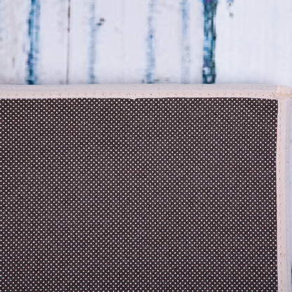 Area Rug Beige Blue Abstract Distressed Pattern 160 x 230cm