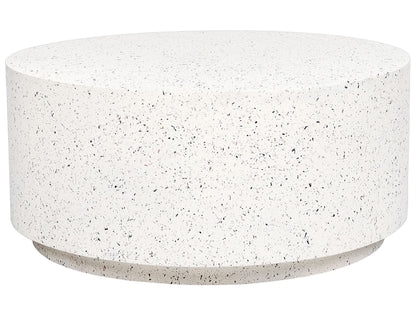 Accent Coffee Table White Terrazzo Fiberglass 90cm Round Top Outdoor Modern