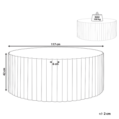 Accent Outdoor Coffee Table White Fiberglass Round 117cm UV Resistant Rust Water Wind Resistant
