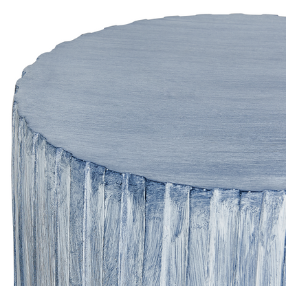 Accent Side Table Light Grey Fiberglass 39cm Round Drum Outdoor