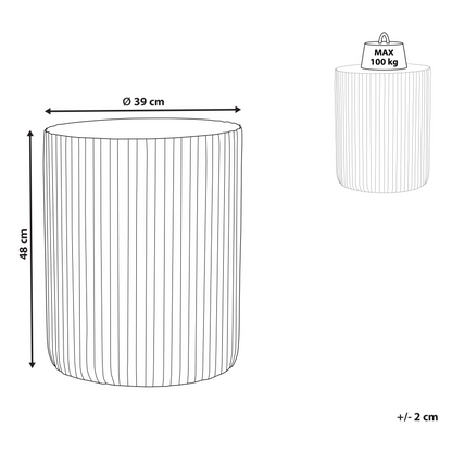 Accent Side Table Light Grey Fiberglass 39cm Round Drum Outdoor