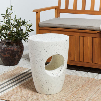Accent Terrazzo Fiberglass Side Table White 37cm Outdoor